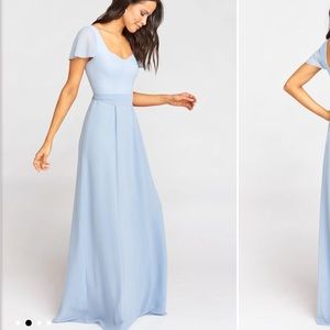 NWT Show Me Your Mumu Marie Bridesmaid Dress XS Steel Blue Chiffon